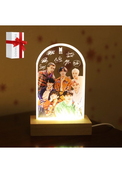 Kpop Bts Bangtan Boys LED Akrilik Gece Lambası (Yurt Dışından)