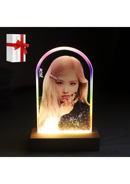 Kpop Black Pınk Rose LED Akrilik Gece Lambası (Yurt Dışından)