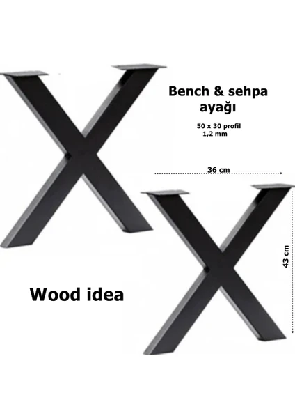 Wood Idea Metal Sehpa Ayakları Retro Model Ayak Ev Ofis Dekoratif Kütük Masif Orta Zigon Sehpa Ayağı