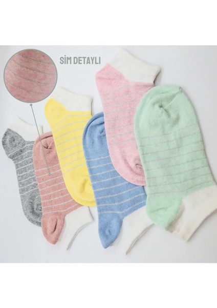 Ciho Socks 6 Çift Soft Renkler Sim Çember Detaylı Patik Çorap