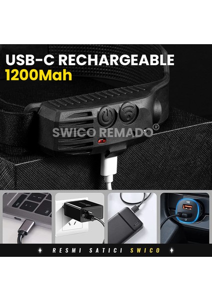 Swico Remado Hareket Sensörlü USB Şarjlı Cob LED Kafa Feneri (Yurt Dışından)