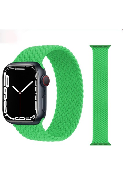 Apple Watch Ultra 49 mm M Size Solo Loop Örgü Tekstil Kordon - Bright Green - Berrak Yeşil