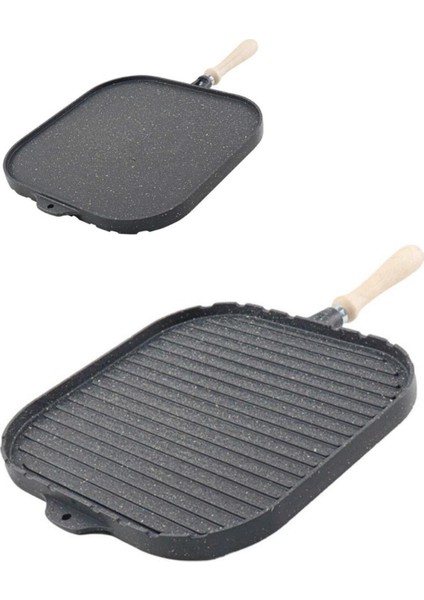 Eda Granit Döküm Granit Çift Taraflı Kare Tava 34 cm