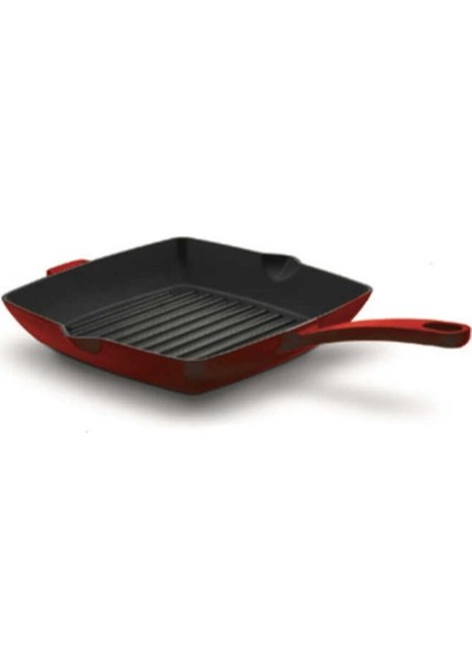 Korkmaz Casta Kırmızı Kare 26 cm Grill Döküm Tava