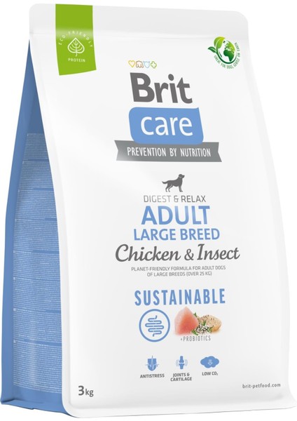 Brit Care Digest & Relax Tavuklu Larvalı Büyük Irk Yetişkin Köpek Maması 3 kg