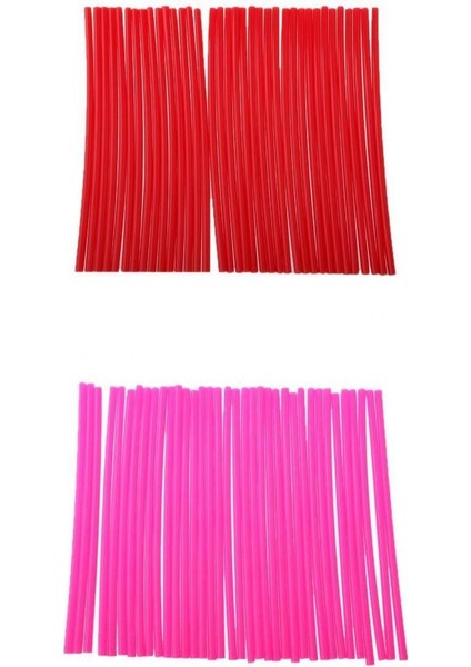 72 Adet Tekerlek Tekerleğini Sararlar Kaplar Kapak Borusu Çukur Pembe Kırmızı Kit (Yurt Dışından)