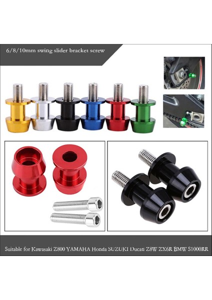 2x 8mm Evrensel Motosiklet Cnc Salıncak Kol Makaralar Kaydırıcılar Bobin Yeşil Yeşil Standı (Yurt Dışından)