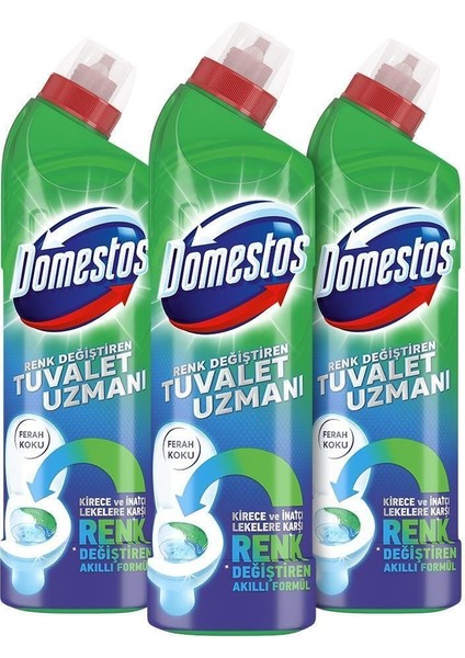 Tuvalet Temizleyici Renk Değiştiren Tuvalet Uzmanı Kireç Çözücü 750 ml 3 Adet