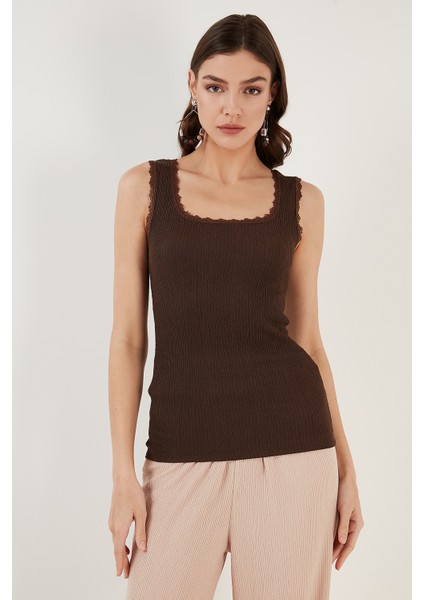 Slim Fit Kalın Askılı Dantelli Kare Yaka Bürümcük Atlet Bayan Atlet 5864979 modelleri