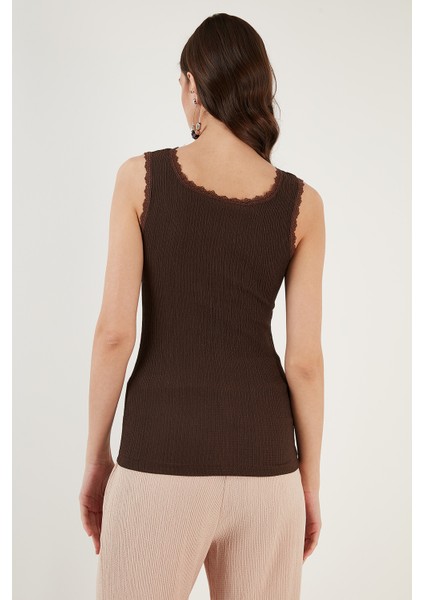 Slim Fit Kalın Askılı Dantelli Kare Yaka Bürümcük Atlet Bayan Atlet 5864979 indirimleri