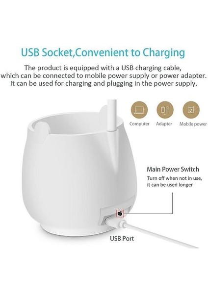 Niclux Masa Lambası LED Masa Lambası Kalem Tutucu ile Okuma Lambası Göz-Korumak Masa Lambaları Kısılabilir Dokunmatik USB Ücretli Masa Işık (Fişli Sürüm) (Yurt Dışından)