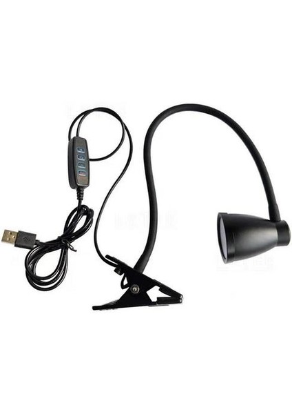 LED Klip Masa Lambası HL-TJ8010A-7 Weluot, 3 Dişliler Karartma, 8.5 cm (Siyah) (Yurt Dışından)