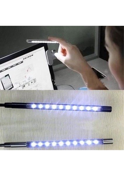 Klipsli 10 LED USB Işık Esnek Gooseneck Okuma Dokunmatik Masa Masa Lambası (Yurt Dışından)