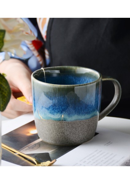 Mavi Seri Ceramik Kafe Kupası Kahvaltı Kupası Öğleden Sonra Çay Kupası Basit Retro Tableware.çay Kupası (Yurt Dışından) modelleri