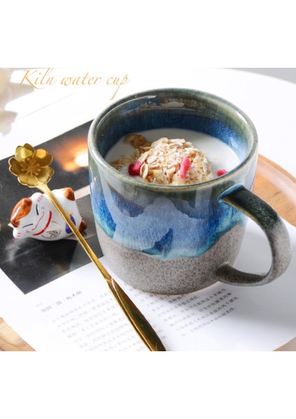 Mavi Seri Ceramik Kafe Kupası Kahvaltı Kupası Öğleden Sonra Çay Kupası Basit Retro Tableware.çay Kupası (Yurt Dışından) fırsatları