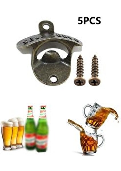 Wall Mounted Bottle Açıcı Iron Beer Bottle Açıcı Bar Pub Restoranı Dekoratçı Duvar Mounted Corkscrew Rustic Beer Bronze Decor. (Yurt Dışından)