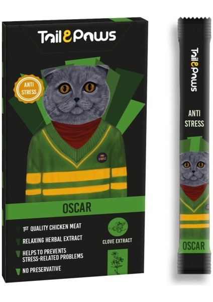 Oscar Stress Önleyici Tavuklu Şekersiz Krema Kedi Ödül Maması 15GR (5'li)