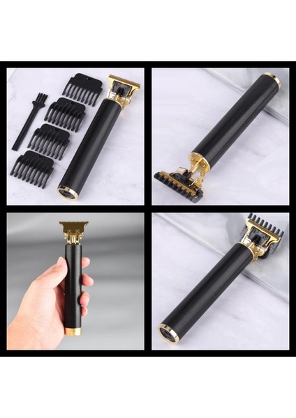 Shave R4 Elektrikli Tıraş Makinesi + U3 Full Metal Ustura + M8 Kesme + Inceltme Makas Set - 6inç/15 cm