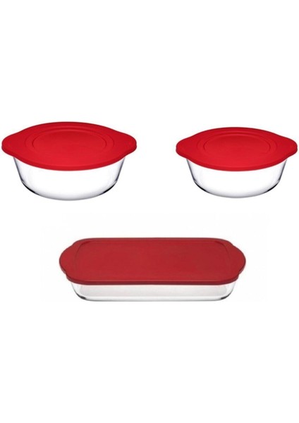 3 Lü Kapaklı Borcam Tencere Seti Takımı