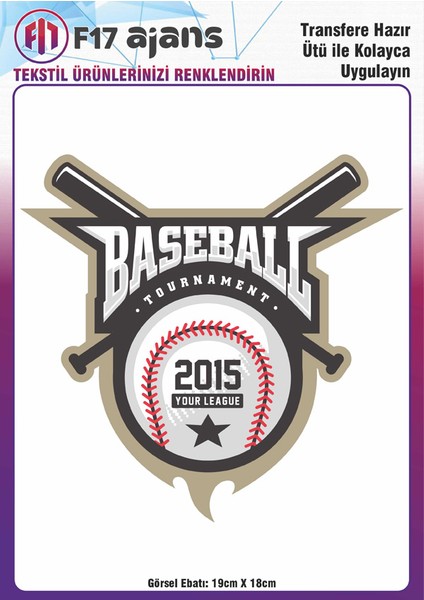 Ütü ile Yapışan Tekstil Baskı Görseli Baseball