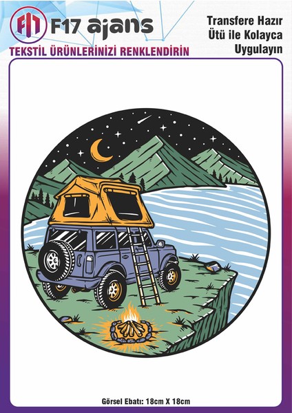 Ütü ile Yapışan Tekstil Baskı Görseli Ay Yıldız Kamp