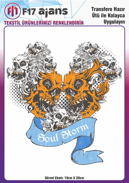 Ütü ile Yapışan Tekstil Baskı Görseli Soul Storm