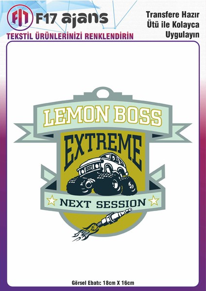 Ütü ile Yapışan Tekstil Baskı Görseli Lemon Boss