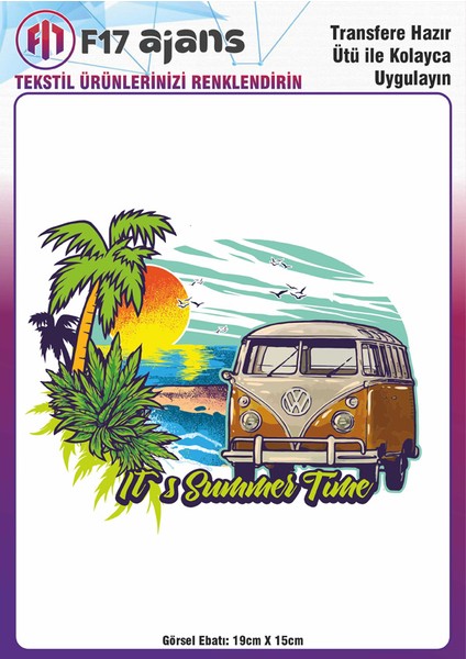 Ütü ile Yapışan Tekstil Baskı Görseli It's Summer Tune