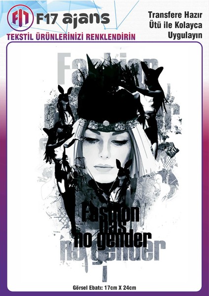 Ütü ile Yapışan Tekstil Baskı Görseli Fashion Has No Gender