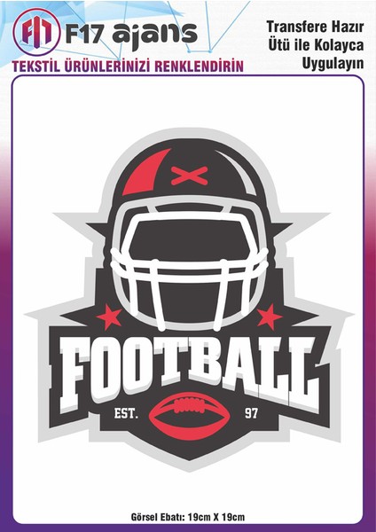 Ütü ile Yapışan Tekstil Baskı Görseli Football
