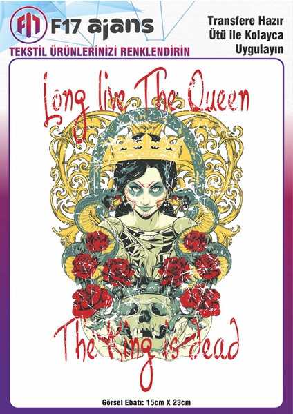 Ütü ile Yapışan Tekstil Baskı Görseli Long Live The Queen