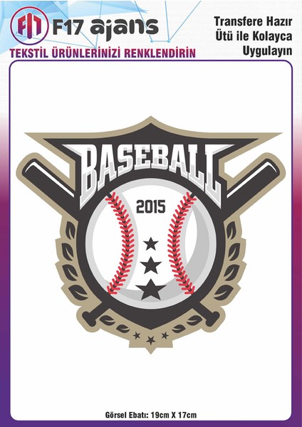Ütü ile Yapışan Tekstil Baskı Görseli Baseball