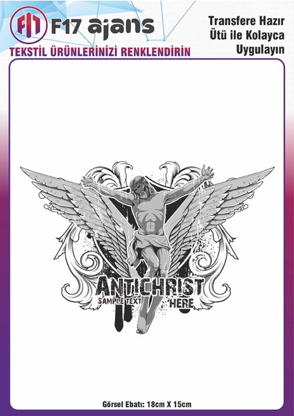 Ütü ile Yapışan Tekstil Baskı Görseli Antichrist