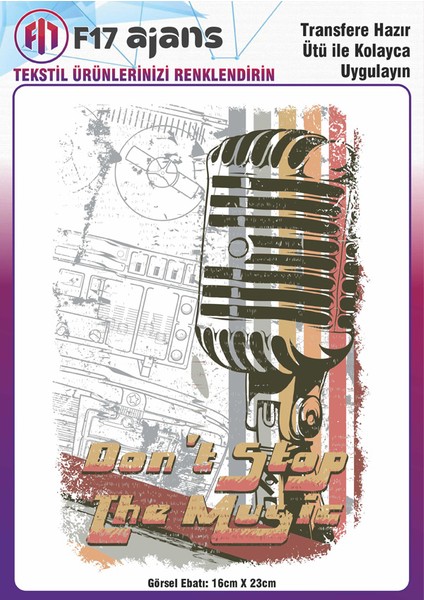 Ütü ile Yapışan Tekstil Baskı Görseli Don't Stop The Music