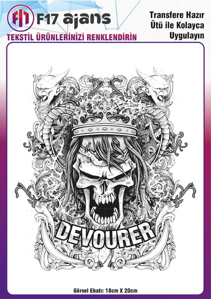 Ütü ile Yapışan Tekstil Baskı Görseli Devourer