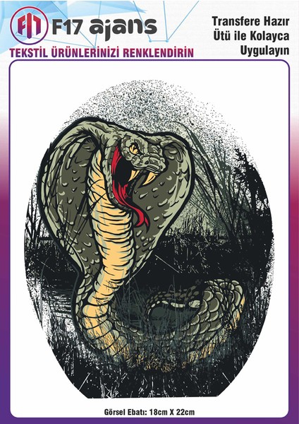 Ütü ile Yapışan Tekstil Baskı Görseli Kobra