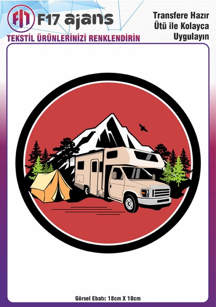 Ütü ile Yapışan Tekstil Baskı Görseli Karavan