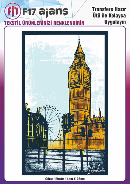 Ütü ile Yapışan Tekstil Baskı Görseli London