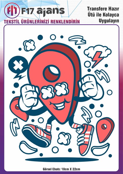 Ütü ile Yapışan Tekstil Baskı Görseli Pin