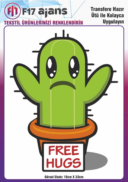 Ütü ile Yapışan Tekstil Baskı Görseli Free Hugs