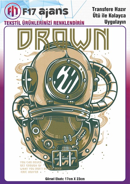 Ütü ile Yapışan Tekstil Baskı Görseli Drown