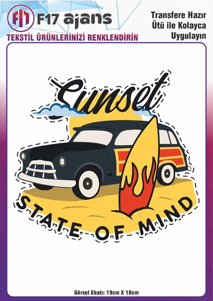 Ütü ile Yapışan Tekstil Baskı Görseli Sunset State Of Mind