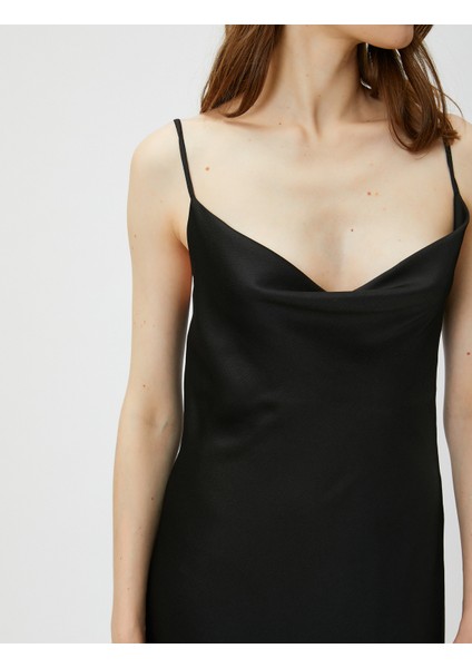 Saten Midi Abiye Elbise Degaje Yaka indirimleri