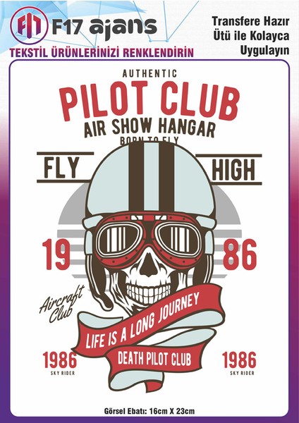 Ütü ile Yapışan Tekstil Baskı Görseli Pilot Club