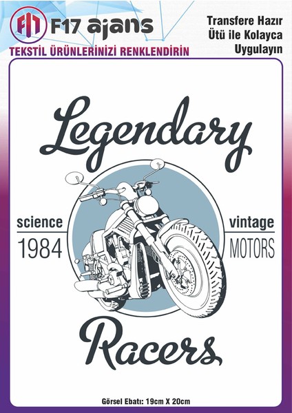 Ütü ile Yapışan Tekstil Baskı Görseli Legendary Racers
