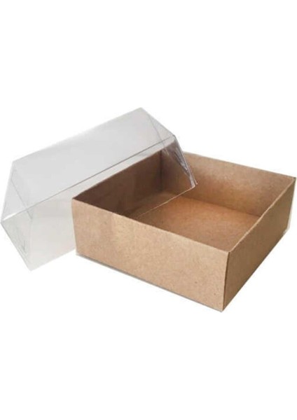 Modern Box 500 Adet 8X8X3 cm Asetat Kapaklı Kraft Kutu Düğün Nişan Kına Hediyelik Kutu fırsatları