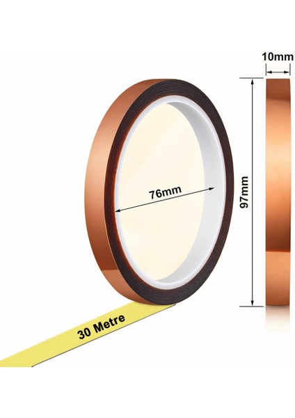 Kapton Bant 10MM x 30 Metre Yüksek Düşük Sıcaklık -73C 260C Termal Isıya Dayanıklı Güçlü Yalıtım modelleri