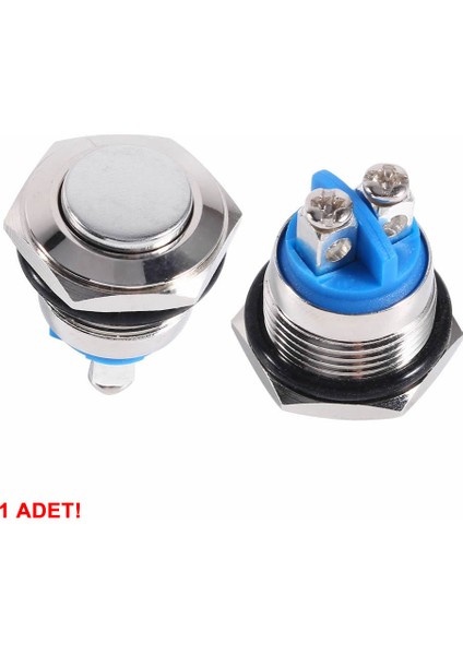 16MM Metal Panel Montaj Yüksek Kafa Push Buton No Dc 6A 12V Ac 3A 250V IP67 Su Geçirmez Düğme
