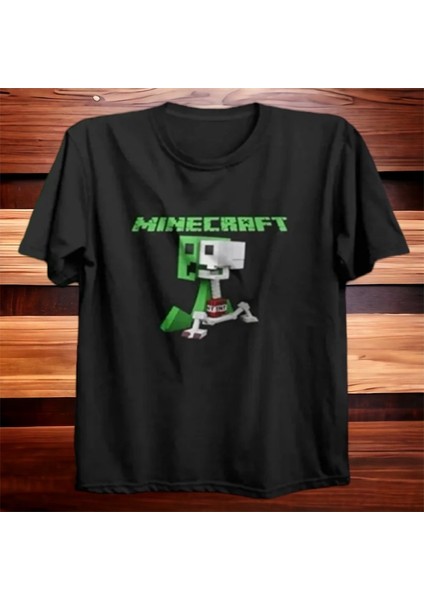 Creeper Desenli Siyah Tshirt