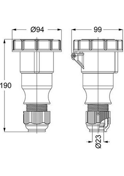 T310282V 4 x 32A. IP67 Uzatma Prizi Vidalı Bağ.